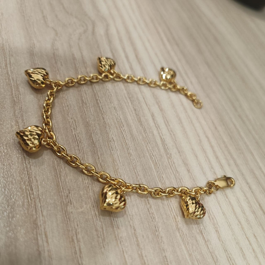 916 Gold Wanzi Six-Heart Bracelet | Elegant 22K Gold Design