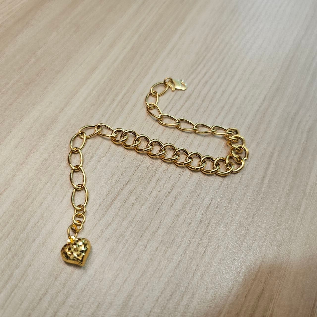 916 Gold Fancy Link Chain Dual Design Bracelet