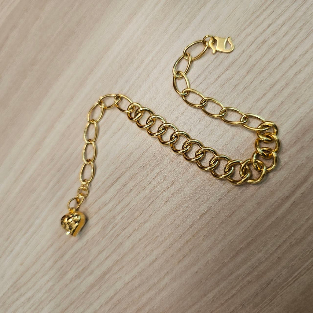 916 Gold Fancy Link Chain Dual Design Bracelet
