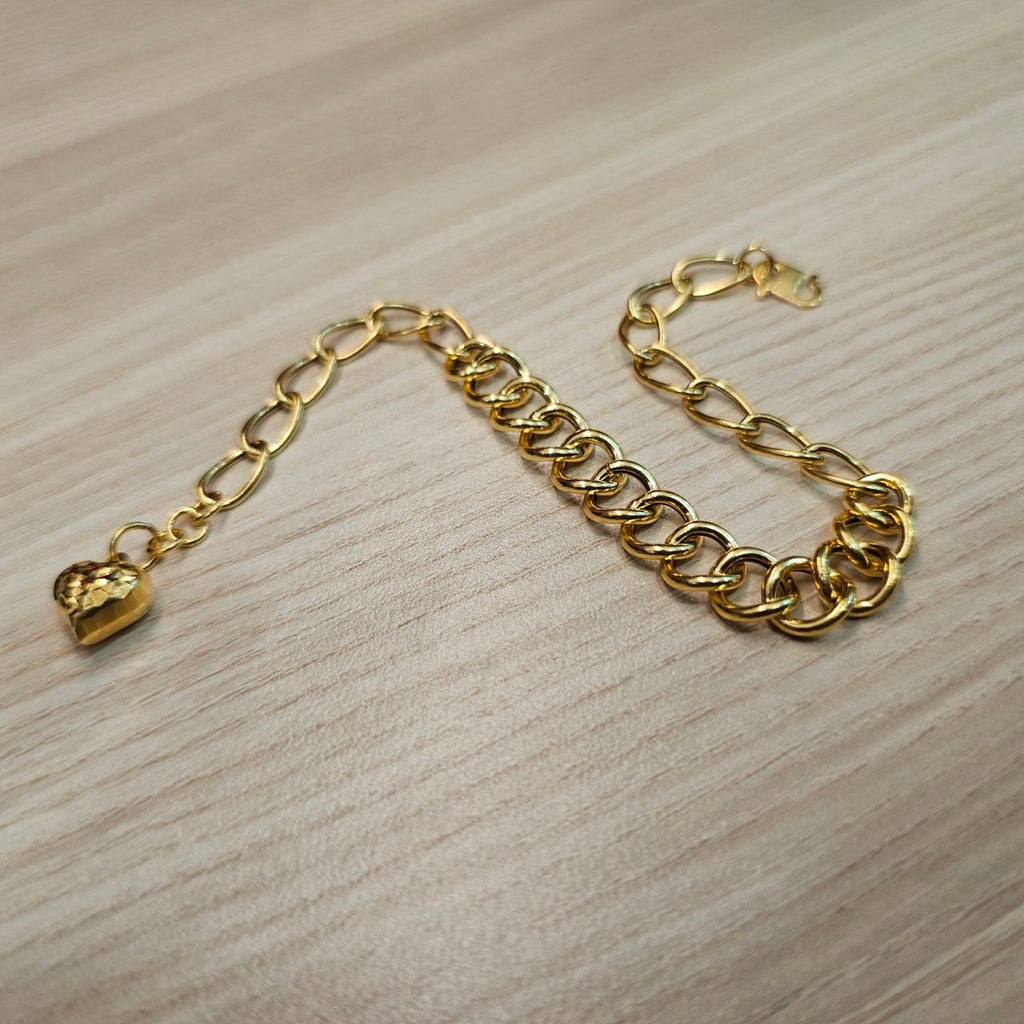 916 Gold Fancy Link Chain Dual Design Bracelet