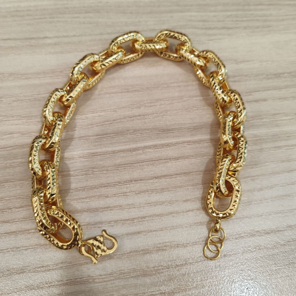 916 Gold Hollow Anchor Link Bracelet | Diamond-Cut 22K Gold