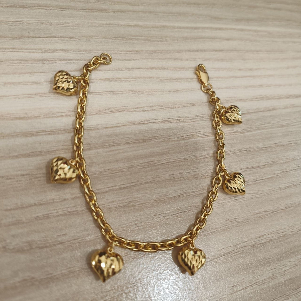 916 Gold Wanzi Six-Heart Bracelet | Elegant 22K Gold Design