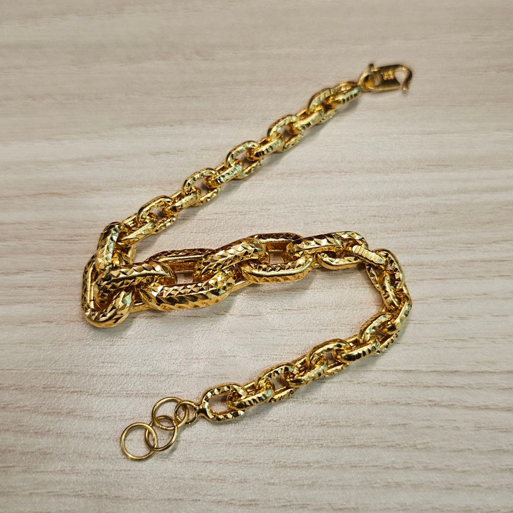 916 Gold Anchor Link With Cutting Bracelet Hollow Design