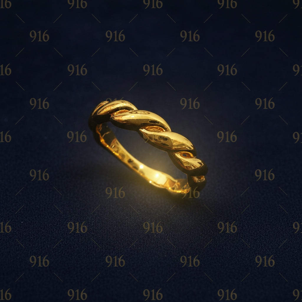 916 Gold Half Twisted Ring New Design Feather Light Rings