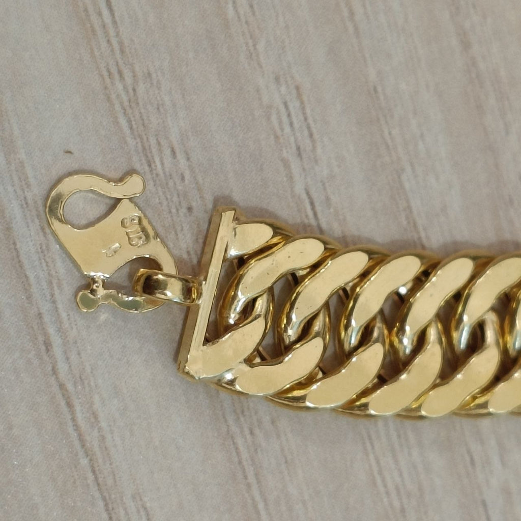 916 Gold Hollow Lipan Link Bracelet | Wide 22K Gold Statement Design