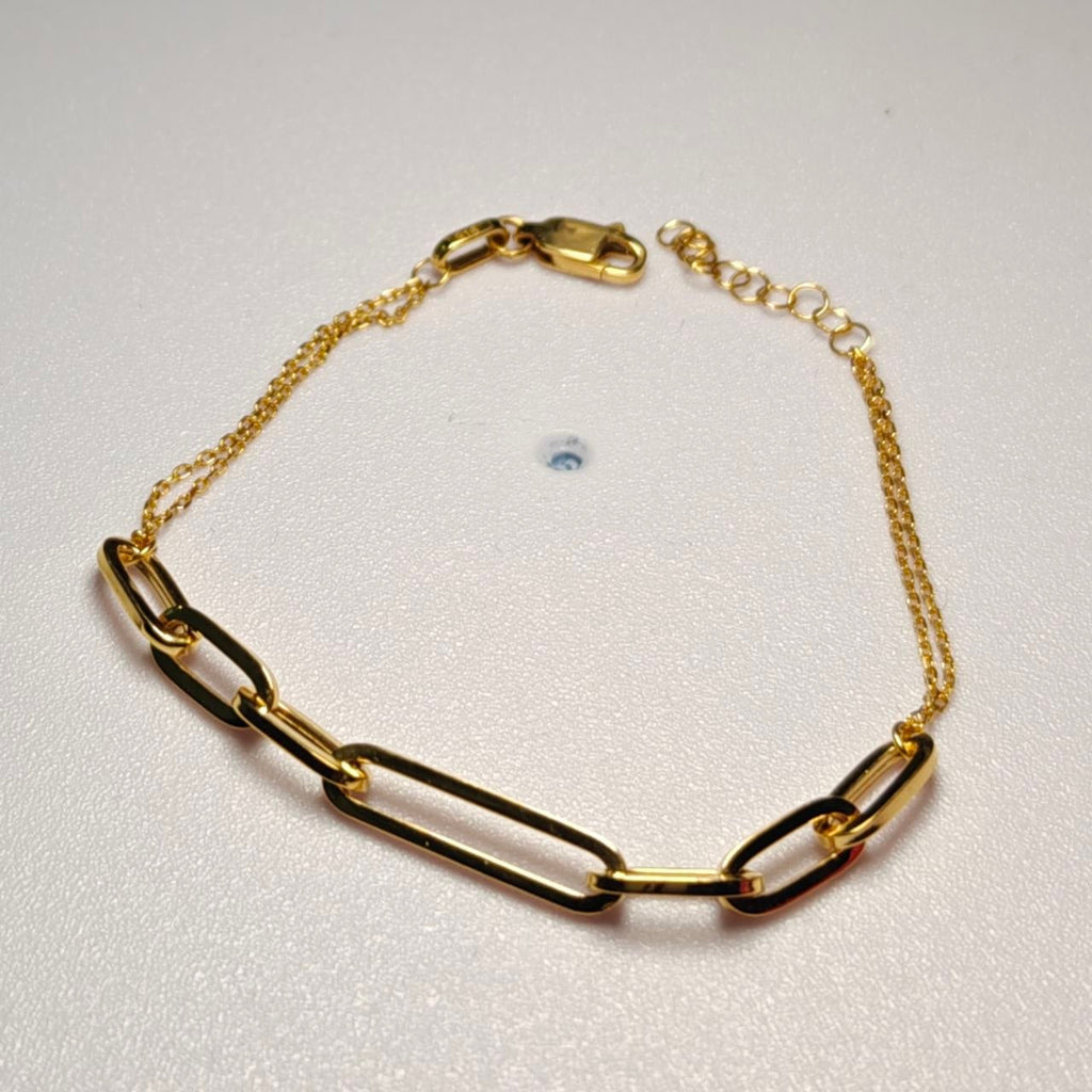 916 gold Wanzi link bracelet with elongated links and fine chain