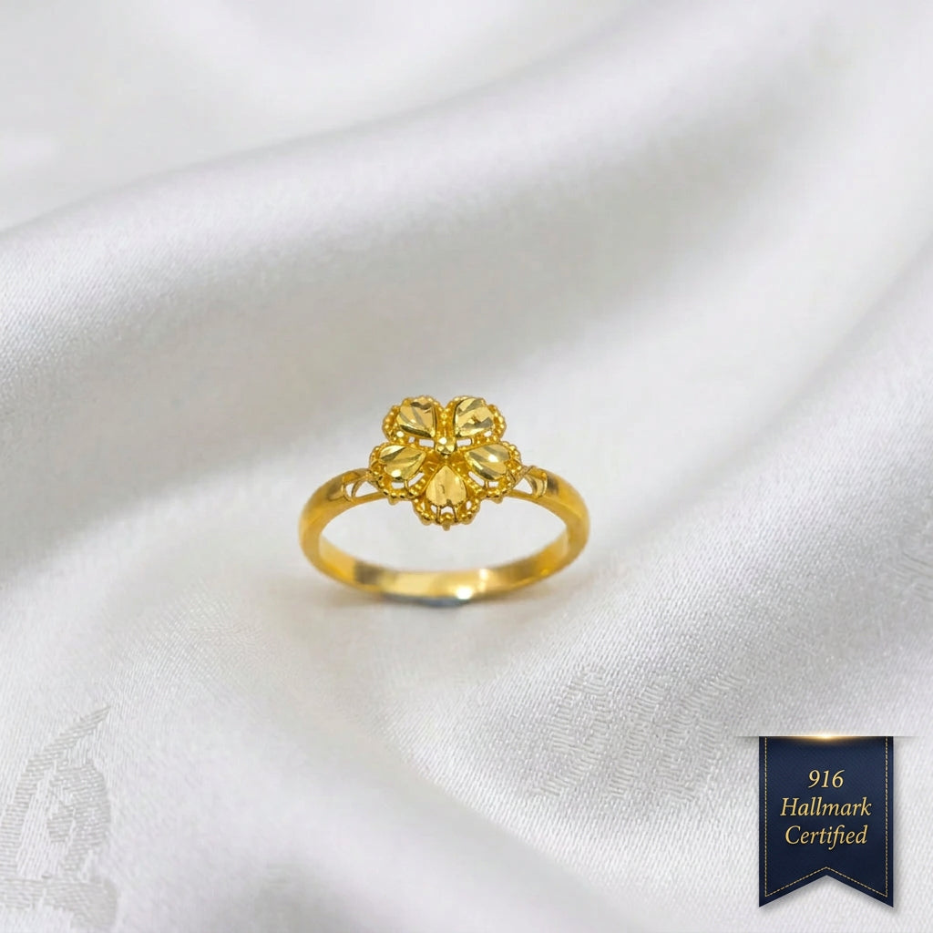 916 Gold Blossom Ring | Elegant Floral 22K Design