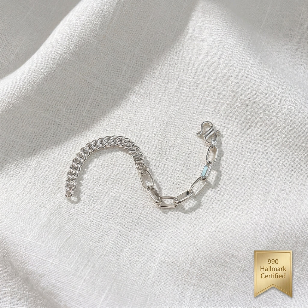 990 Silver Fishbone Link Bracelet | Classic Design