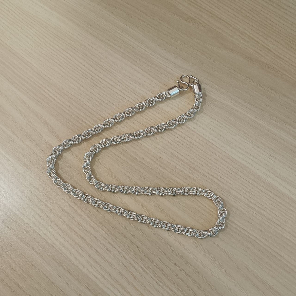 990 Silver Rope Ring Chain Necklace | Classic Design