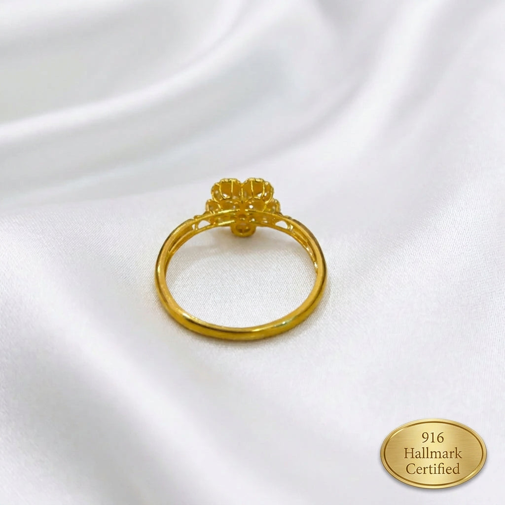 916 Gold Blossom Ring | Elegant Floral 22K Design