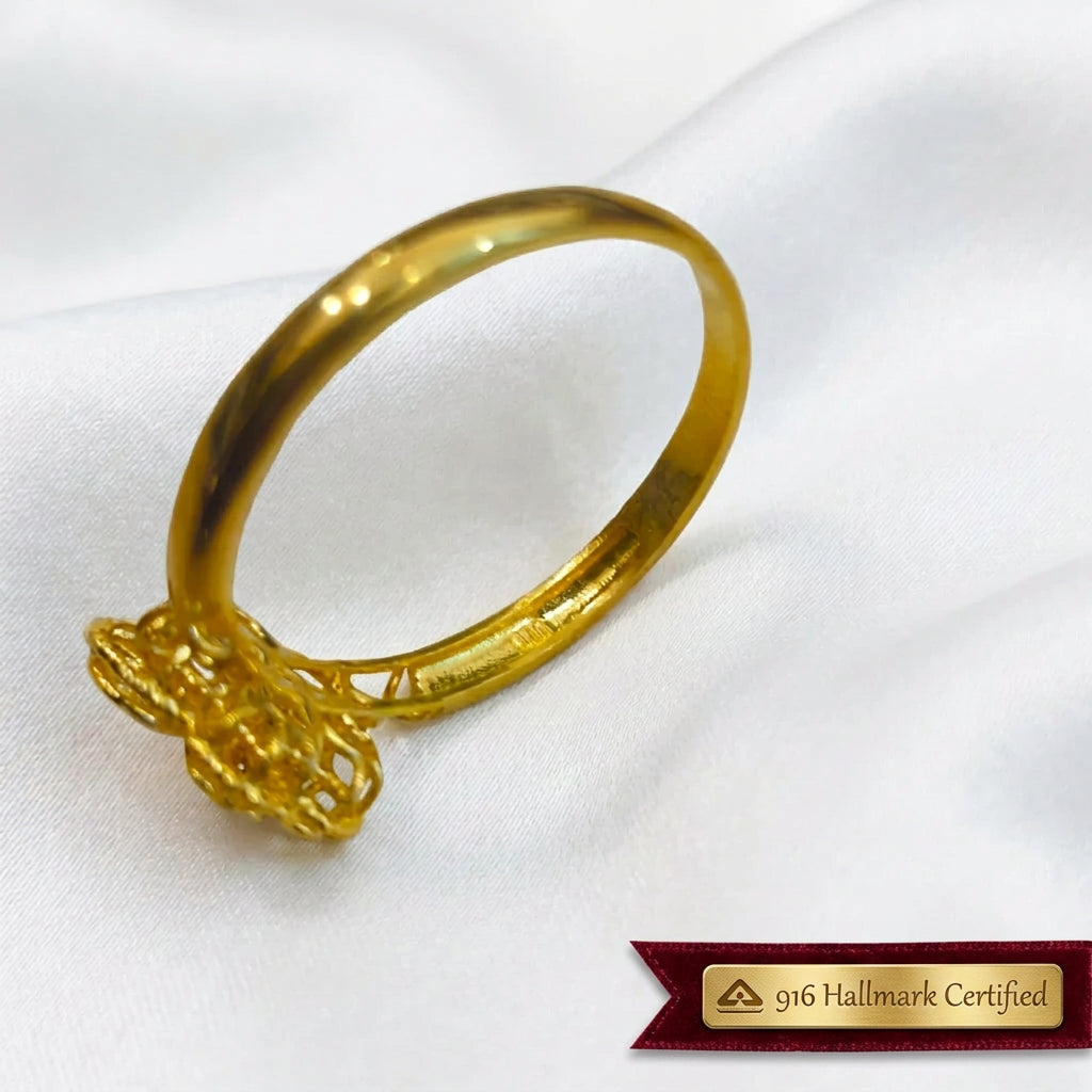 916 Gold Blossom Ring | Elegant Floral 22K Design