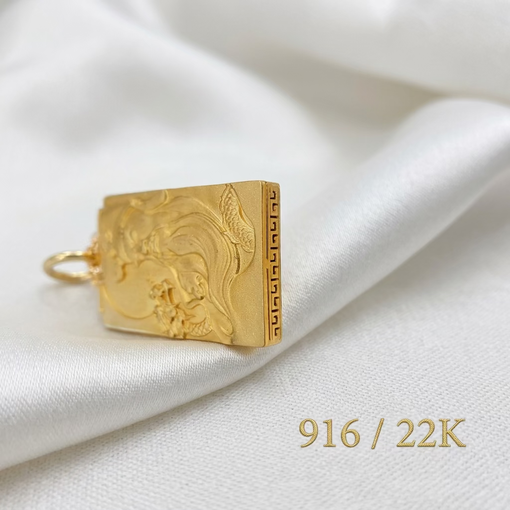 916 Gold Guan Yu Pendant | Classic 22K Gold Design