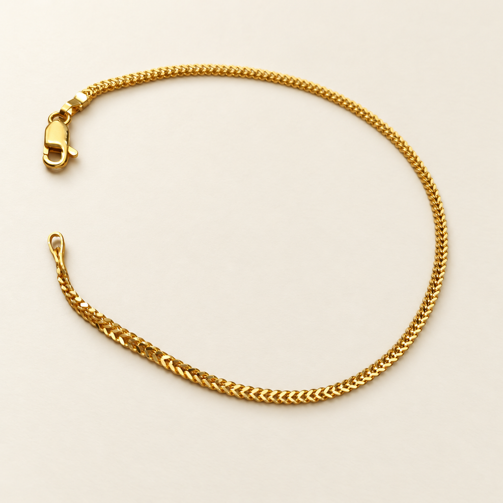 Full-circle view of 22K / 916 gold Solid Box Bracelet, 20 cm