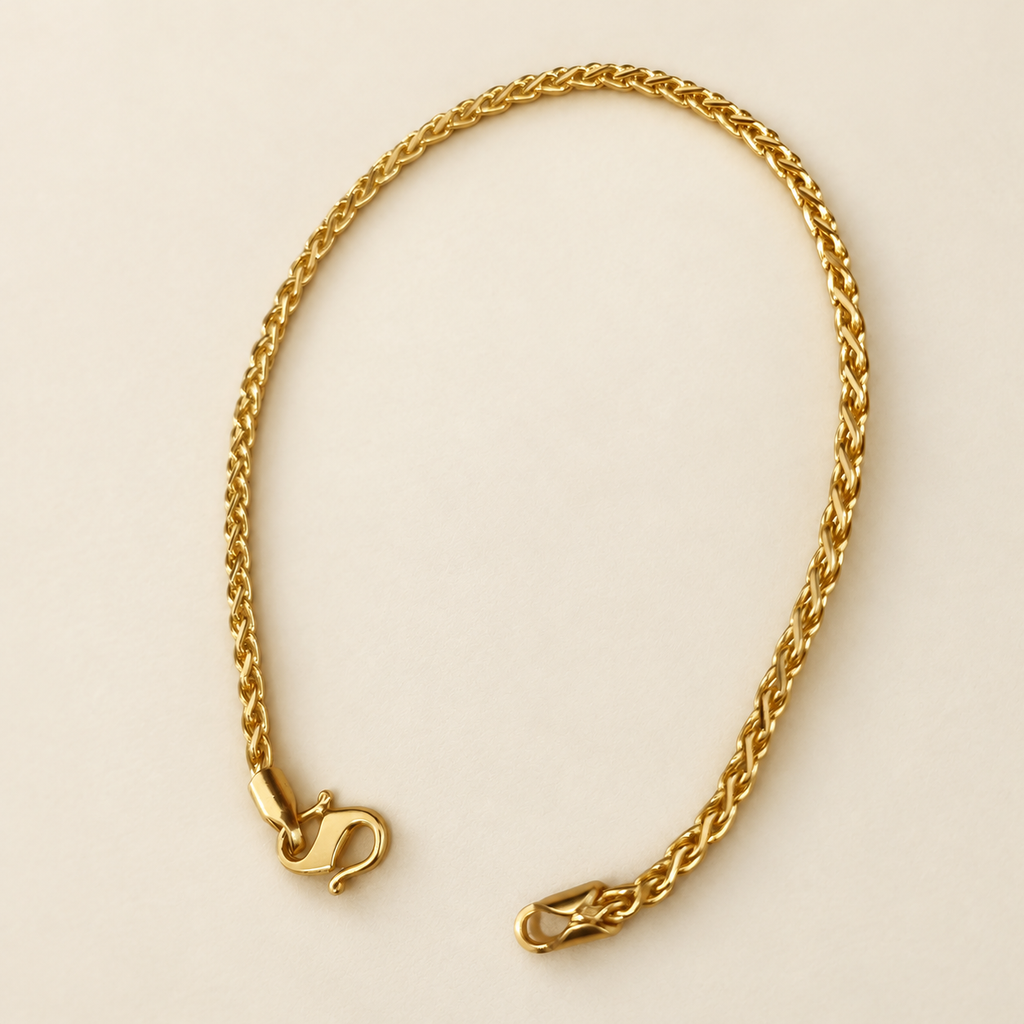 22K / 916 gold Spike Bracelet, flat full view showing its slim linked chain and clasp