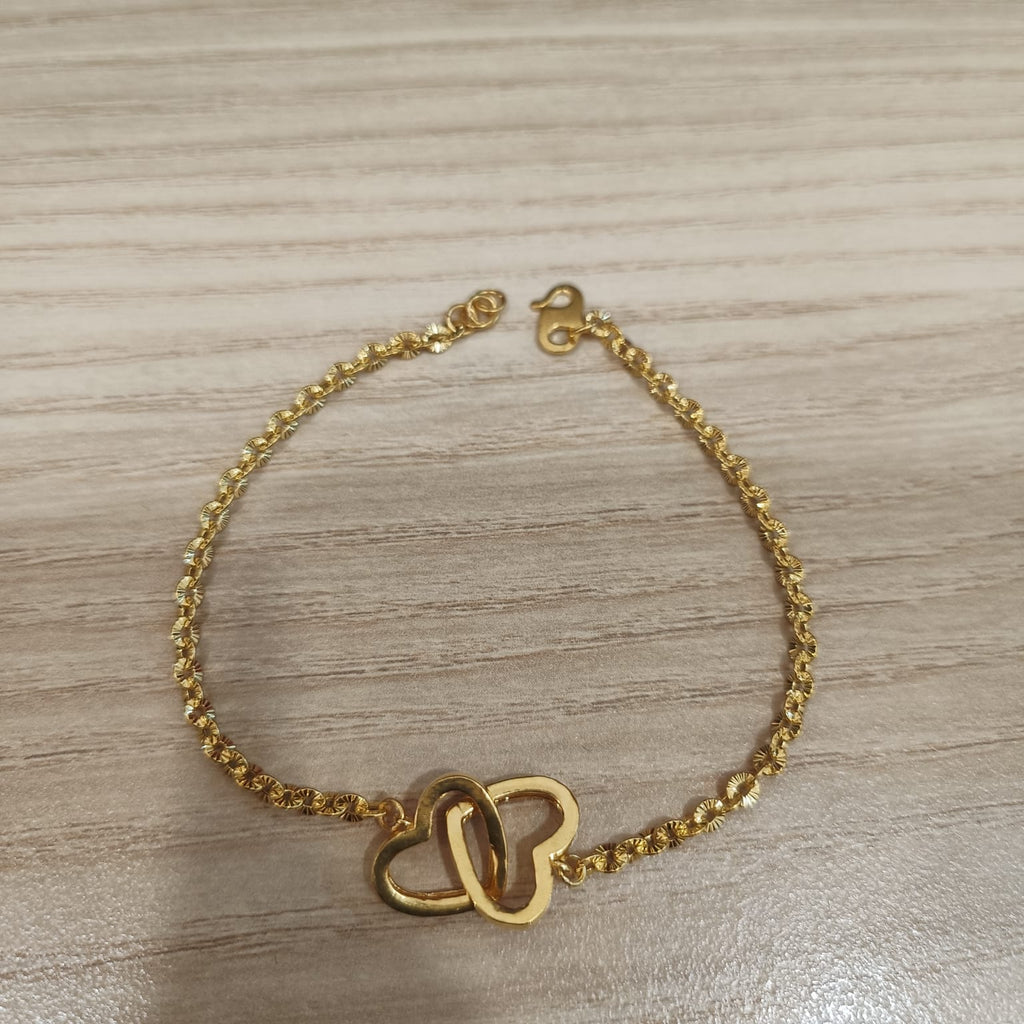 916 Gold Sunflower Double Heart Bracelet | Adjustable 22K Gold