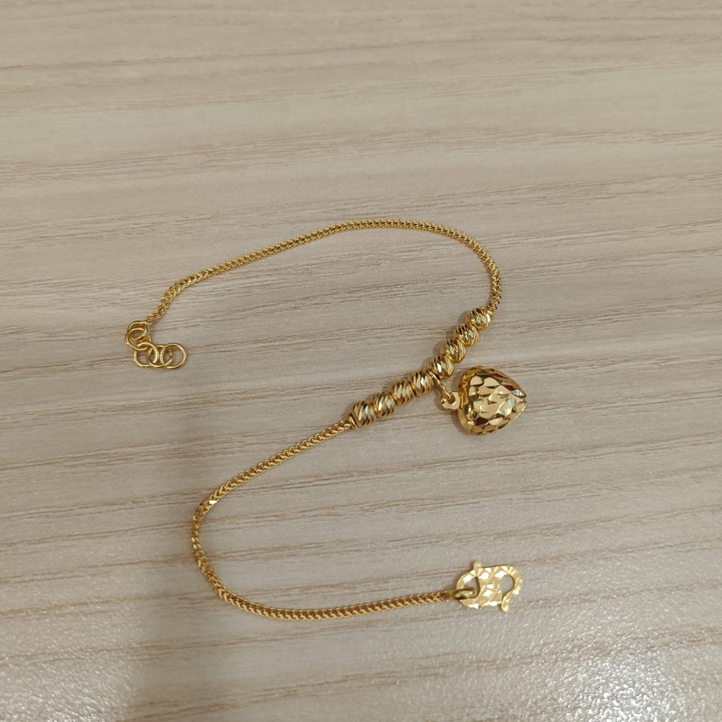 916 Gold Flat Bead Bracelet | Adjustable 22K Gold Design