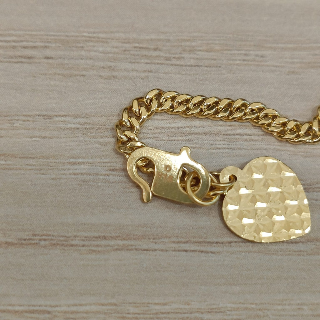 916 Gold Fishbone Heart Bracelet | Adjustable 22K Gold Design